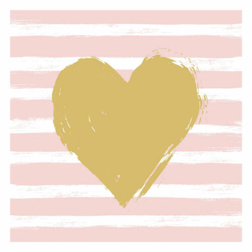 PPD Birthday Hearts & Stripes Rosé Servietten Tischservietten Tissue Herz-Muster - Picture 1 of 1