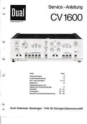 Service Manual-Anleitung für Dual CV 1600   