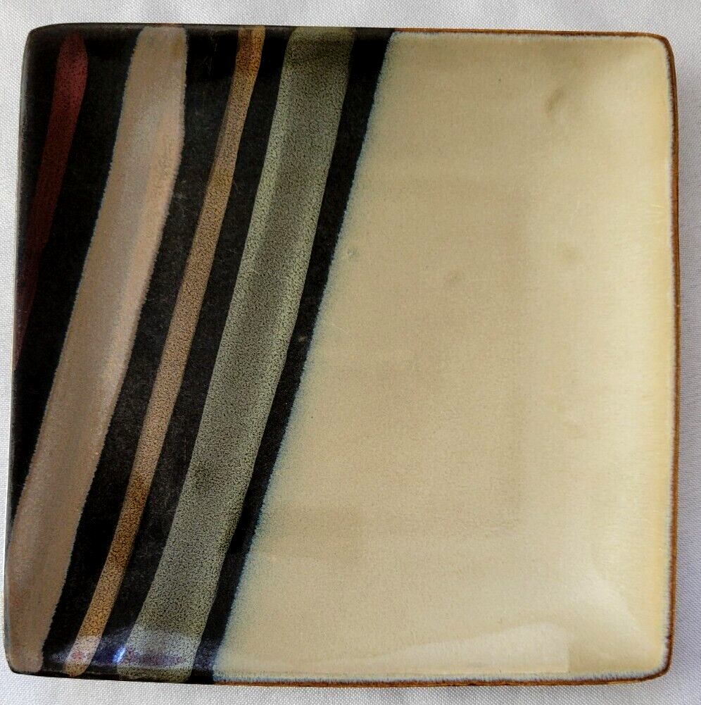 SET OF 3 SANGO AVANTI BLACK SQUARE SALAD PLATES 7 3/4