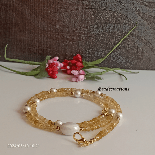 Natural Citrine Gemstone Beads Beaded Necklace Gift Her - Picture 6 of 6