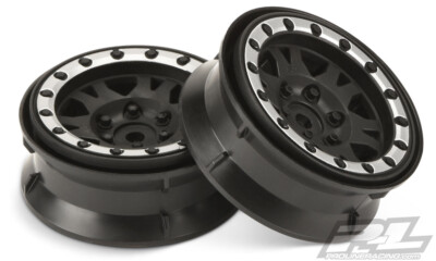 Pro-Line 2769-13 Impulse 1.9'' Blk/Sil Plastic Internal Bead-Loc Wheels (2) : F/R