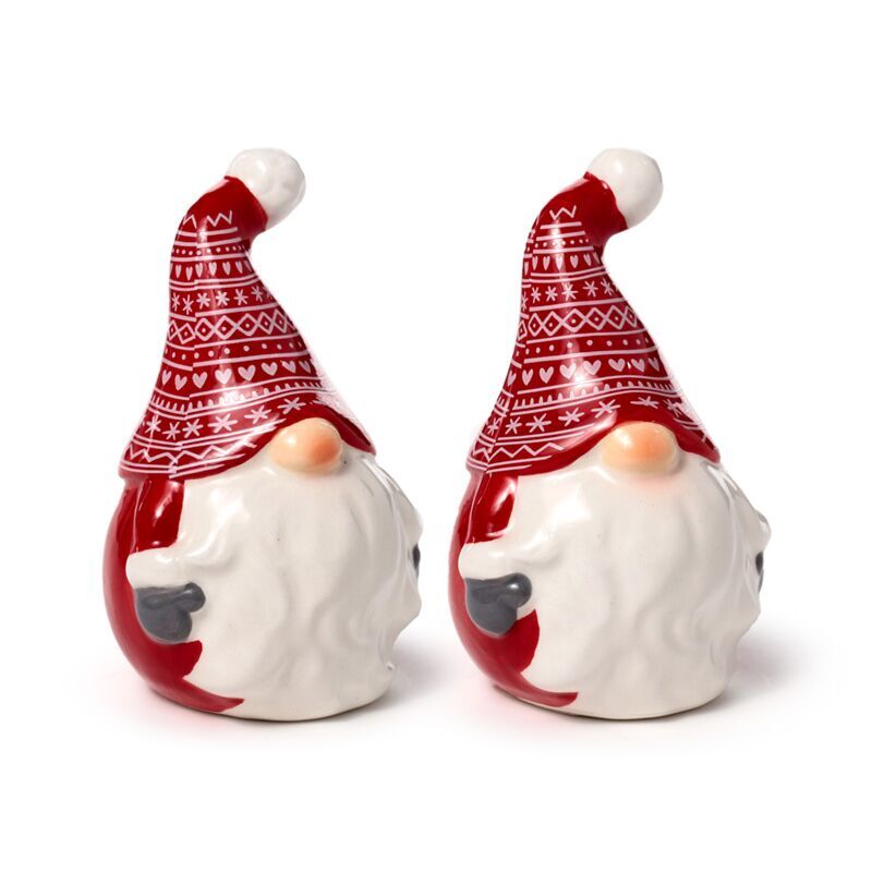 Scandi Christmas Gonk Salt & Pepper Shaker - Porcelain Cruet Ceramic Cellar Pots