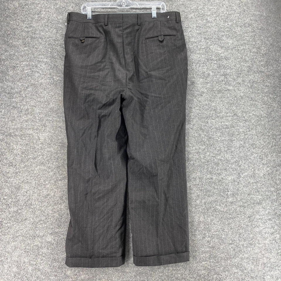 Pantalones de vestir sin marca para hombre 38*28 gris a rayas tiro alto plisados puños cachemir Foto 2 de 4
