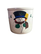 Vintage 1988 Inarco Holiday Christmas Snowman Holly 4.5” Pot
