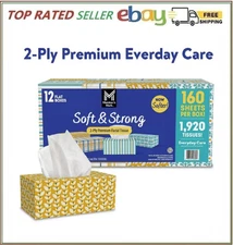 Member’s Mark 2-Ply Facial Tissues, Flat Boxes (160 tissues/box, 12 boxes)