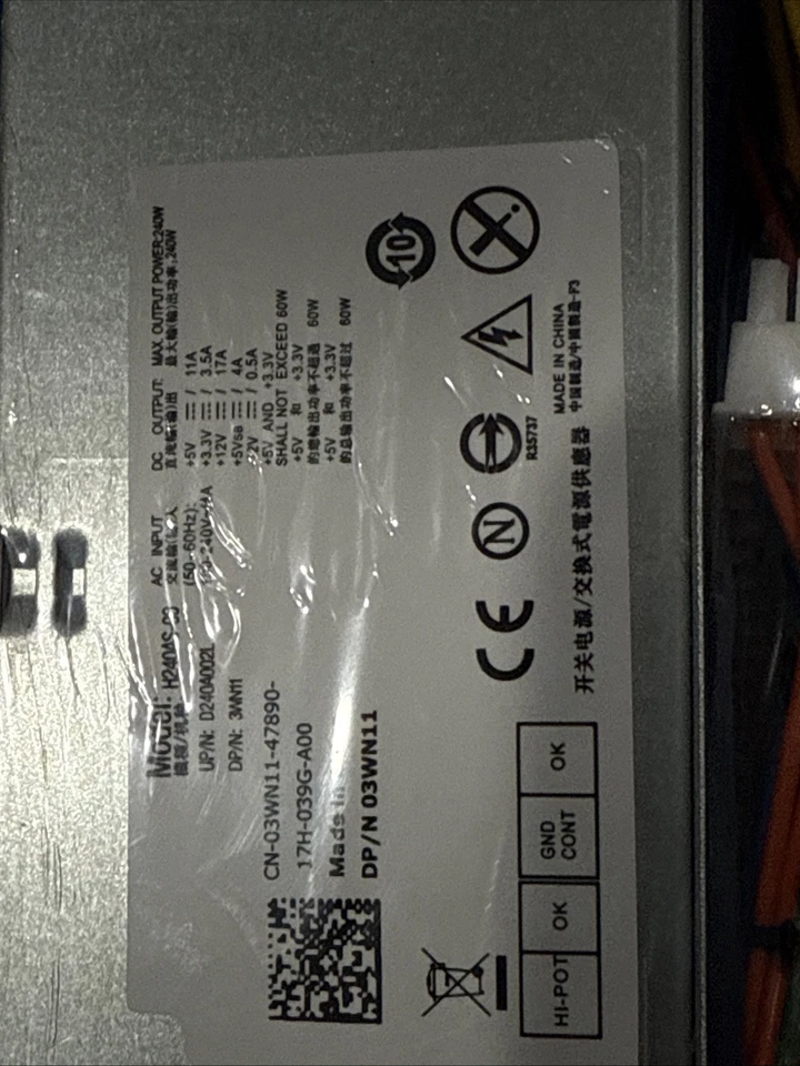 SFF PC 240W Power Supply for Dell OptiPlex 390 790 960 990 3010 7010 9010 9010 - Image 3 of 3