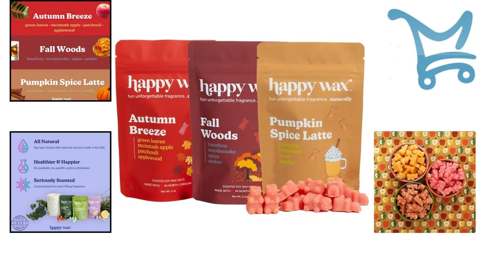 Fall Mix Scented Soy Wax Melts Set 6oz Autum Breeze Pumpkin Spice Long Lasting - Image 2 of 4