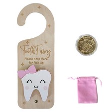 Wooden Tooth Fairy Door Hanger Money Holder with Tooth Coins for Lost Tooth
