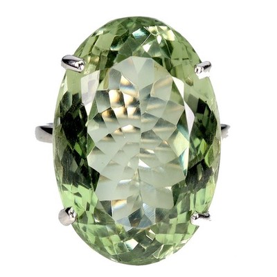 925 Sterlingsilber Ring Oval Grün Amethyst 28ct Handmade Edelstein Schmuck Sz 7