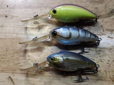 3 Discontinued used Jackall Muscle Deep 10+, 7+, 25+ Crankbait