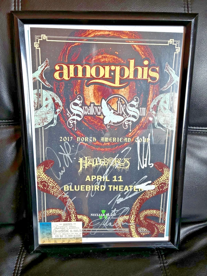 amorphis AUTOGRAPHED 2017 Tour Poster with signed ticket from 2000 tour - Image 1 of 1