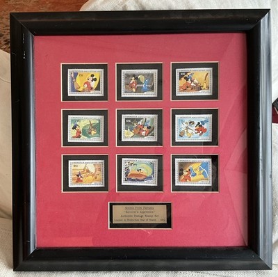Disney Fantasia  Sorcerers 9 Stamp Set Sorcerer s Apprentice Framed 14×14 w/ COA