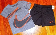 NIKE SPORT AUTHENTIC TODDLERS BOYS ORIGINAL BRAND NEW 2Pc SHORTS SET Size 5, NWT