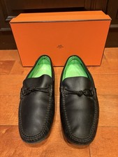 Mocasines mocasines de piel de becerro Hermes Alessandro para hombre negros talla 45