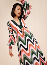 FARM Rio Wave Gradient Maxi Dress Striped Multi Size Small