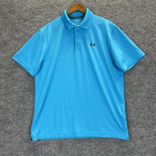 Under Armour Polo Shirt Mens XL Blue HeatGear Golf Performance Short Sleeve