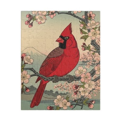 Cardinal Red Bird Japanese style jigsaw puzzle 110-pcs bird watcher gift