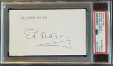 Sir Edmund Hillary signed 3x5 index card PSA/DNA Encapsulated
