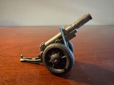 Vintage Dimestore Solider Cannon - Lead w/ Large Rubber Wheels - Very Good 