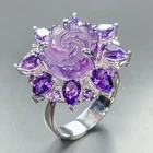 Vintage ring Natural Amethyst Ring 925 Sterling Silver Size 8 /R459884