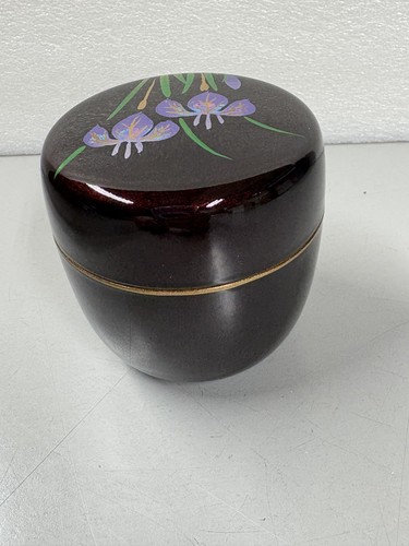 Japanese Lacquerware Natsume Tea Caddy – Raden Iris Design for Tea Ceremony - Picture 6 of 13