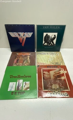 6pc VTG Vinyl LP Lot Van Halen, Aerosmith, and ZZ Top UNTESTED