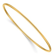 14k Yellow Gold Polished 2mm Slip-on Bangle Bracelet 7.5" 5.02gm