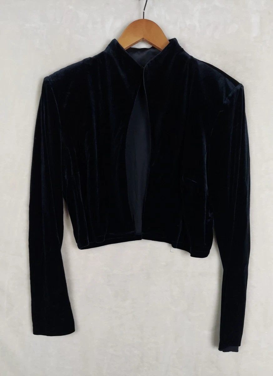 black velvet bolero jackets evening dresses Vintage 90s Black Flocked Velvet Party Dress Matching Bolero Jacket Plus 2XL main image 0
