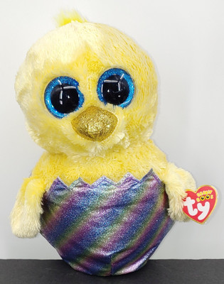 Ty Beanie Boos Megg The Chick With Rainbow Glitter Eggshell 9'' Plush NWT Easter