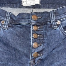 Free People Button-Fly Raw Hem Stretch Skinny Jeans Size 27 Medium Wash