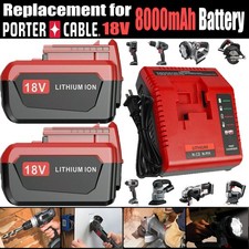 2-Pack 8.0Ah Lithium Battery for Porter Cable 18Volt PC18BLX PC18BL OR Charger