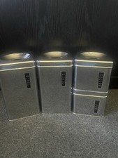 Lincoln BeautyWare 4Pc Chrome Canister Set, Vintage MCM Retro Made in USA