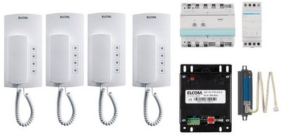 Elcom Sprechanlage mit Lautsprecher Netzgerät 4x Telefon BHT-200 Briefkasten BUS