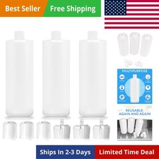 Round Plastic Bottles with Caps - Food-Grade Squeeze Bottles for Sauce, Condi...