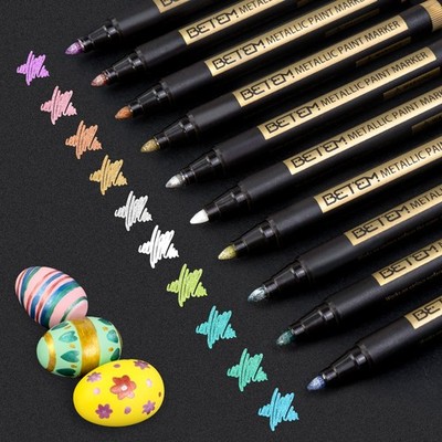Betem Metallic Paint Markers, 10 Colors Acrylic Markers metallic10