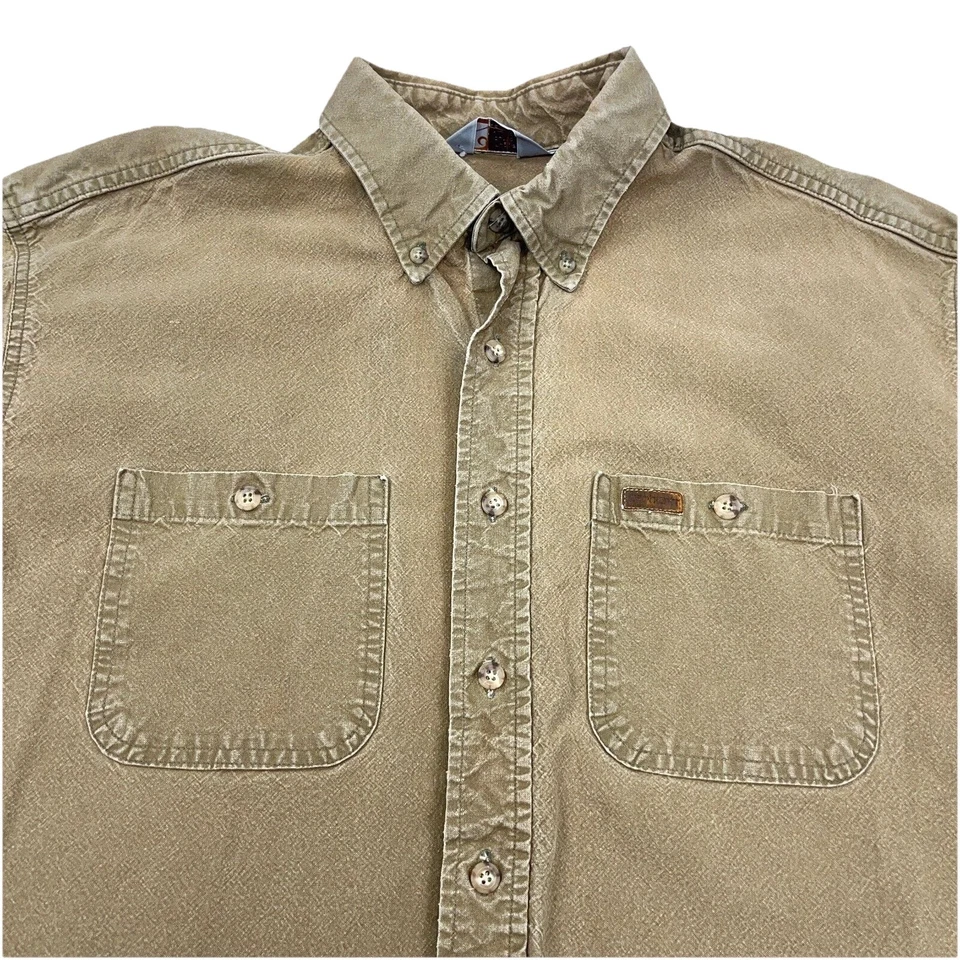 Vintage Carhartt Shirt Men XXL 2XL Tan Brown Button Up Duck Canvas Rugged 80s * - Image 3 of 4