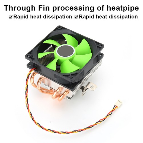 Green 3pin CPU Cooler Radiator Down-Shot 4 Brass Heatpipe General Computer F NEW - Afbeelding 3 van 11