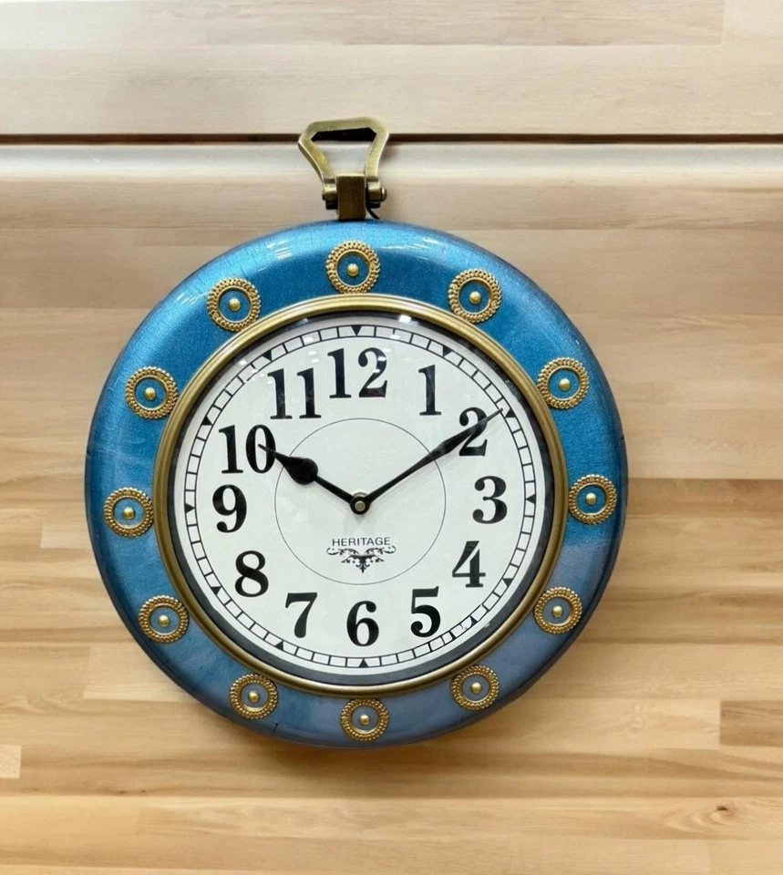 Handcrafted Heritage Wall Clock 12 Inch Vintage Decorative Wooden Round Clock - Image 2 of 2