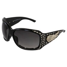 Rodeo Queen Angel Padded Motorcycle Bling Sunglasses for Women Black Frame w/...