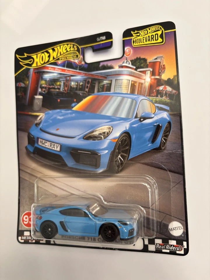 Hot Wheels Premium Boulevard Porsche 718 Cayman GT4 azul #93 pilotos reales Foto 3 de 3