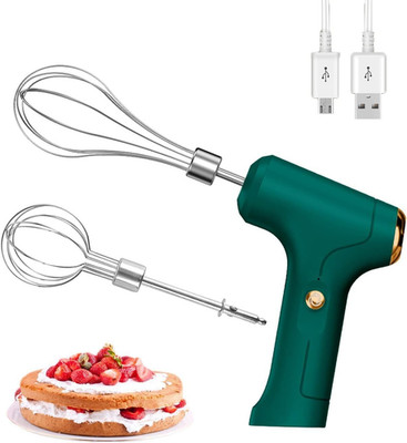 Elektrischer Hand Schneebesen, USB wiederaufladbar, kabelloser tragbarer Eierschläger grün