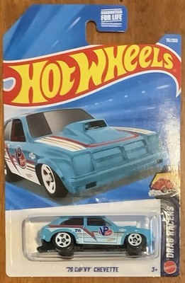 HOT WHEELS  76 CHEVY CHEVETTE 76/250 Blue HW DRAG RACERS 1/10  Diecast Toy Car