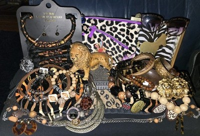 HUGE Safari Jungle Animal Print Jewelry & Collectables Lot~Vintage To Now Items