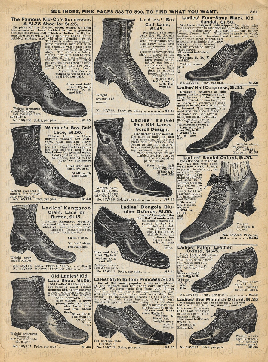 Shoes Ladies Boots Lace up Shoes Sears 1902 Catalog Ad Footwear eBay