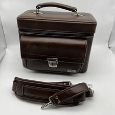 Vintage Kitstar Leather Camera Bag Buckle Closure Hard Case Shoulder Strap EL2