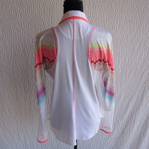 Lucky in Love Womens Top L Pullover White Colorful Golf Pickeball Art Snaps - Picture 11 of 12