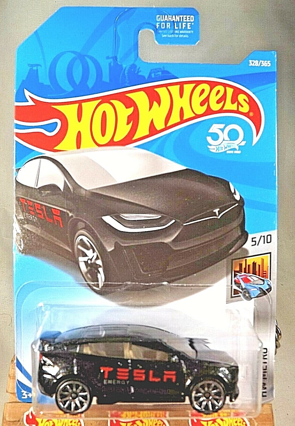 2018 Hot Wheels #328 HW Metro 5/10 TESLA MODEL X Black w/Chrome 10 Spoke Wheels