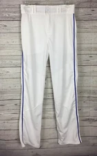 Alleson Adult Men's Open Bottom Baseball Pants White Royal Blue Piping Size L