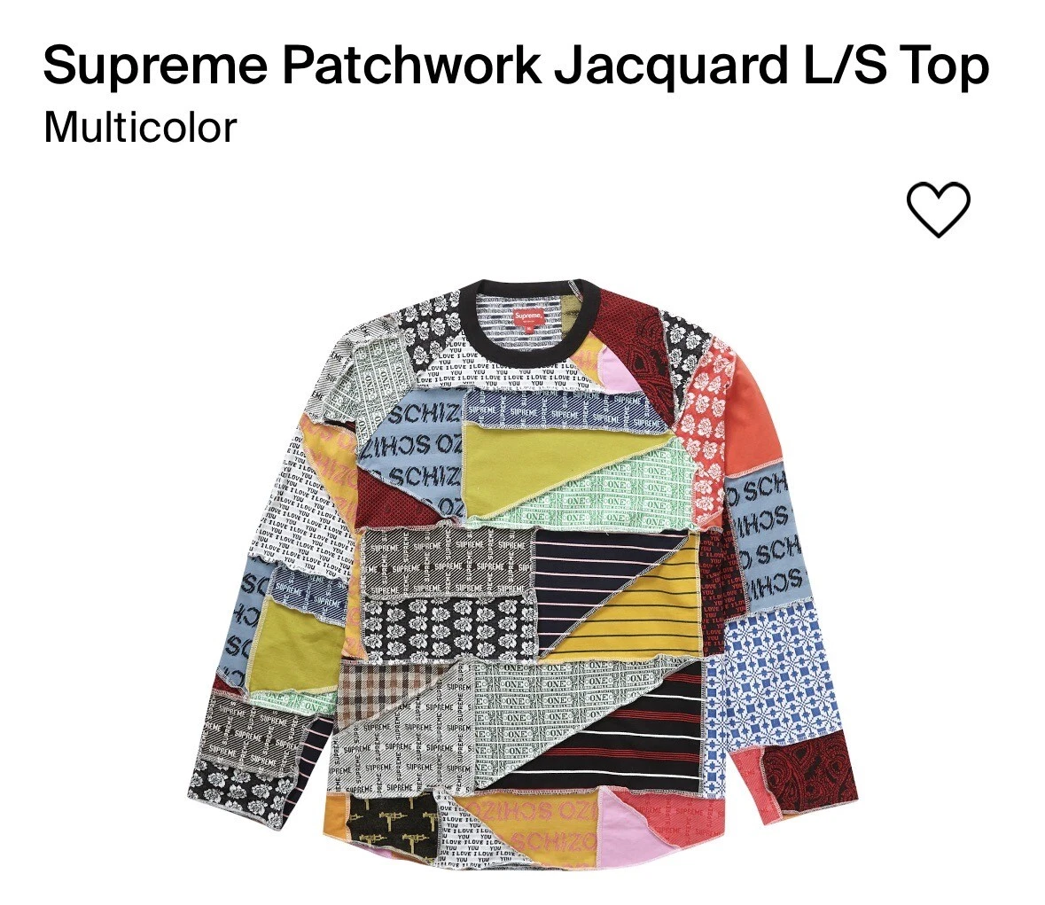 Supreme patchwork Jacquard L/S top