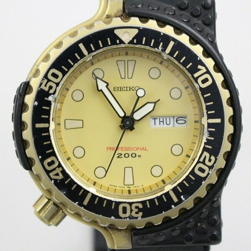 Seiko Giugiaro 1986 200M Diver Quartz Men's Watch Gold GP Genuine Belt  7C43-7A00 | eBay